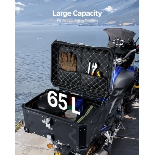 VEVOR 65L Καθολικό Κιβώτιο Μοτοσυκλέτας με Δερμάτινη Επένδυση MTCJS...