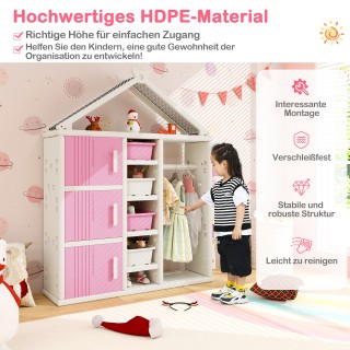 Costway Παιδική Ροζ Ραφιέρα Σπιτάκι με Κρεμάστρα και Ράφια TP10146PI Costway Παιδική Ροζ Ραφιέρα Σπιτάκι με Κρεμάστρα και Ράφια TP10146PI