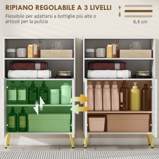 HOMCOM Μοντέρνο Έπιπλο Μπάνιου με 2 Ανοιχτά Ράφια και Ντουλάπι με Α...