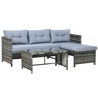 Σετ σαλονιού Outsunny Garden με Loveseat, Chaise Longue και PE Ratt...