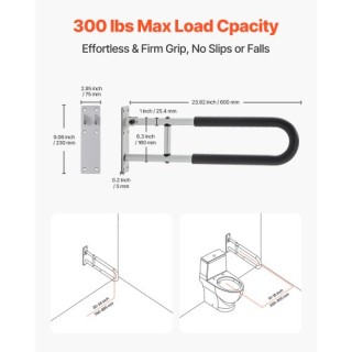 VEVOR Πτυσσόμενη Λαβή Ασφαλείας Τουαλέτας 300 Lbs 23.8 In CSFSWZTKF... VEVOR Πτυσσόμενη Λαβή Ασφαλείας Τουαλέτας 300 Lbs 23.8 In CSFSWZTKF...
