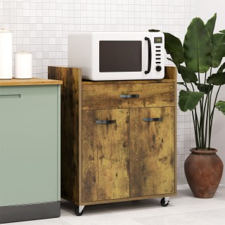 HOMCOM  Καρότσι Κουζίνας με Συρτάρι, Ντουλάπι και 4 Ρόδες από Ξύλο,...
