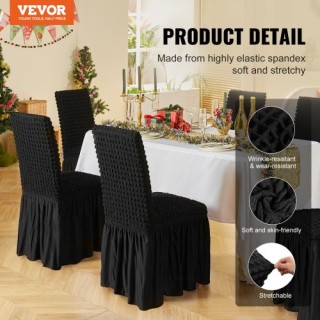 Καλύμματα Καρεκλών VEVOR Spandex με Φούστα (4 Τεμ. Μαύρο)  YTHS4PCS...