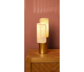 Ostaria Λάμπα μεταλλική μπαμπού και λινο Bourgeon μπεζ και χρυσή -3... Ostaria Λάμπα μεταλλική μπαμπού και λινο Bourgeon μπεζ και χρυσή -3...