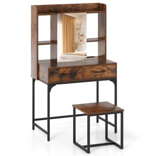 Σετ Τουαλέτας Μακιγιάζ με Καθρέφτη και Ράφια - Φορτιστής και Συρτάρ...