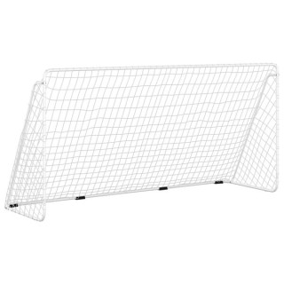 vidaXL Τέρμα Ποδοσφαίρου με Δίχτυ Λευκό 366 x 122 x 182 εκ. από Ατσ...