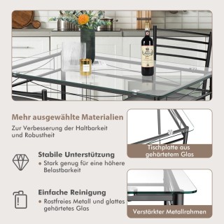 Costway Σετ τραπεζαρίας 5 τεμαχίων Costway, τραπέζι με γυάλινη επιφ... Costway Σετ τραπεζαρίας 5 τεμαχίων Costway, τραπέζι με γυάλινη επιφ...