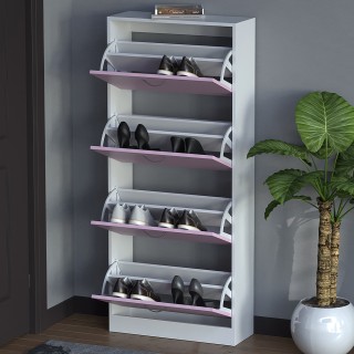 BAKAJI Παπουτσοθήκη 4 Πόρτες Ράφια Διπλού Βάθους με Λαβή Ροζ και Λ... BAKAJI Παπουτσοθήκη 4 Πόρτες Ράφια Διπλού Βάθους με Λαβή Ροζ και Λ...