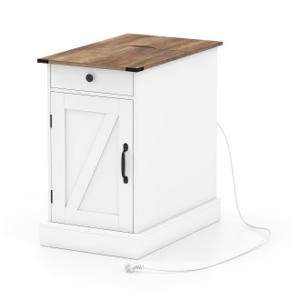 Costway Λευκός βοηθητικός τραπεζάκι με ράφι και ενσωματωμένο σταθμό...