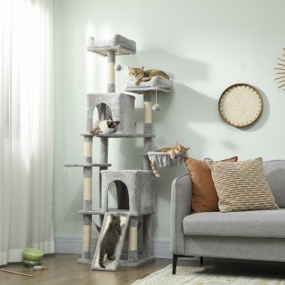 PawHut Δέντρο Αναρρίχησης για Γάτες με 2 Σπιτάκια, 2 Κρεβατάκια, Πλ...