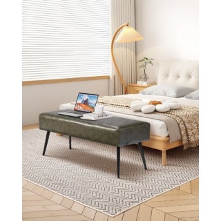 VEVOR Πράσινος Πάγκος Υπνοδωματίου από PU Δέρμα με Μεταλλικά Πόδια ...