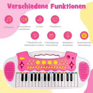 Costway Παιδικό Ηλεκτρονικό Πληκτρολόγιο 31 Πλήκτρων με Σκαμπό & Μι...