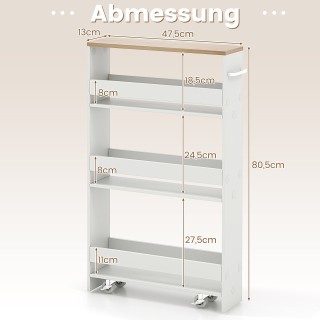 Costway Λεπτό Καρότσι Αποθήκευσης με 4 Επίπεδα, Στενό Κινητό Καρότσ... Costway Λεπτό Καρότσι Αποθήκευσης με 4 Επίπεδα, Στενό Κινητό Καρότσ...