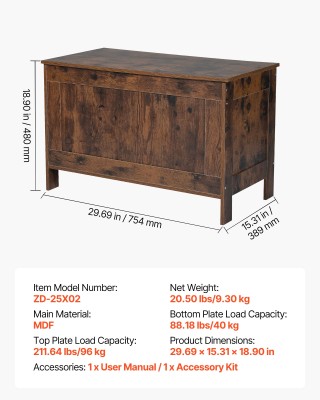 VEVOR Παιδικός Πάγκος Αποθήκευσης με Ξύλινη Κατασκευή και Καφέ Φινί... VEVOR Παιδικός Πάγκος Αποθήκευσης με Ξύλινη Κατασκευή και Καφέ Φινί...