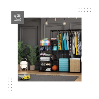 Μεταλλική  Κρεμάστρα Ρυθμιζόμενη  Keeper 6.0 80 x 150 x 30cm - Μαύρ...