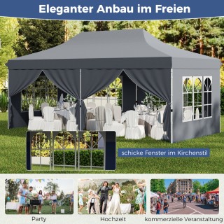 Costway Γκρι Αναδιπλούμενο Περίπτερο 3x6μ με 6 Αφαιρούμενα Πλευρικά... Costway Γκρι Αναδιπλούμενο Περίπτερο 3x6μ με 6 Αφαιρούμενα Πλευρικά...