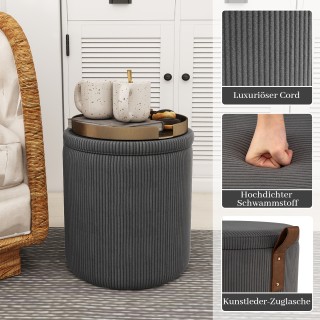 Costway Σετ 2 Στρογγυλών Υποποδίων με Χώρο Αποθήκευσης και Αφαιρούμ...