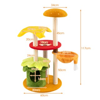 Costway Πολύεπιπεδός Πορτοκαλί Ονυχοδρόμιο 117 cm με Κρεμαστό Καλάθ...