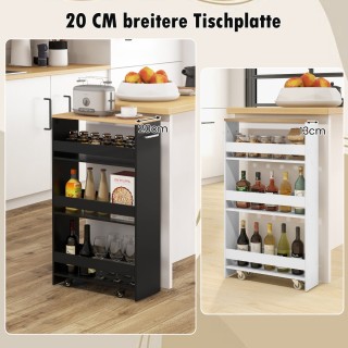 Costway  Στενό καρότσι κουζίνας με 4 ράφια, 47,5 x 20 x 80,5 cm, Μα...