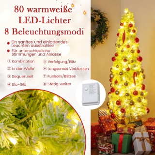 Costway Τεχνητό Χριστουγεννιάτικο Δέντρο με Φωτισμό και Χιόνι 150 ε...