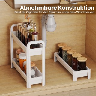 Costway Λευκό στενό τροχήλατο ραφάκι 3 επιπέδων με λαβές για κουζίν...