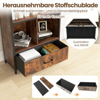 Costway Βιβλιοθήκη 4 Επιπέδων με Ανοιχτά Ράφια και Υφασμάτινο Συρτά... Costway Βιβλιοθήκη 4 Επιπέδων με Ανοιχτά Ράφια και Υφασμάτινο Συρτά...