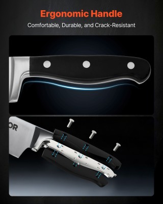 VEVOR Σετ Μαχαιριών Κουζίνας 15 τμχ με Μπλοκ και Ακονιστήρα από Ανο...