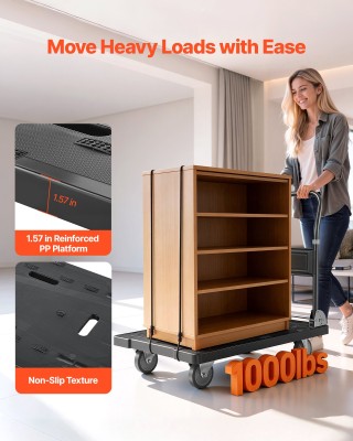 VEVOR Πτυσσόμενο Καρότσι Μεταφοράς, Μεταφορική Πλατφόρμα 453.59 kg,...