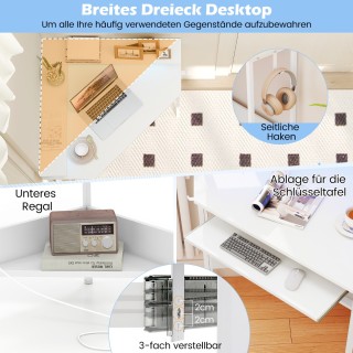 Costway Γραφείο Gaming με Φορτιστή, LED, Πληκτροθήκη και Βάση Οθόνη...