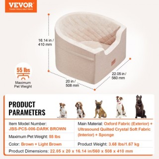 Κάθισμα Αυτοκινήτου VEVOR για Σκύλους έως 25 kg Καφέ CWZGQCZYZQHT2... Κάθισμα Αυτοκινήτου VEVOR για Σκύλους έως 25 kg Καφέ CWZGQCZYZQHT2...