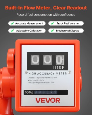 VEVOR Επαγγελματική Αντλία Μεταφοράς Καυσίμου 20 GPM (76 L/min), 23...