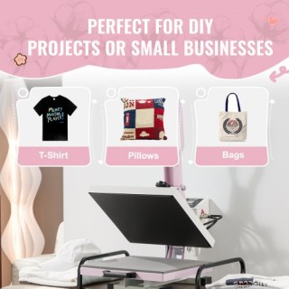 VEVOR Μηχανή Θερμομεταφοράς 15x15 εκ. Ροζ για T-Shirts  AYPBSTHJP15...