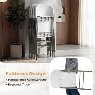 Costway Σετ 6 Πτυσσόμενες Καρέκλες από Μέταλλο & Πλαστικό, Αναδιπλο...