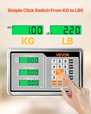 VEVOR Ηλεκτρονική Ζυγαριά Δαπέδου 300 kg με Υπολογισμό Τιμής και Λε...