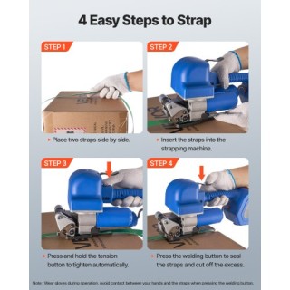 VEVOR Ηλεκτρική Μηχανή Δεματοποίησης, 15.7 x 4.9 x 6.9 in, Με 2 Μπα...