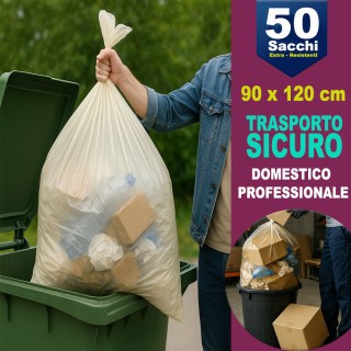 BAKAJI 50 x Μεγάλες Τσάντες Σκουπιδιών Άμπρα, Διαφανείς και Ανθεκτι...