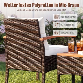 Costway Σετ καθιστικού 3 τεμαχίων από ρατάν με 2 πολυθρόνες, 1 βοηθ...