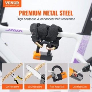 VEVOR Κλειδαριά Αλυσίδας Ποδηλάτου 1μ με 4 Κλειδιά, Μεταλλική 14mm... VEVOR Κλειδαριά Αλυσίδας Ποδηλάτου 1μ με 4 Κλειδιά, Μεταλλική 14mm...