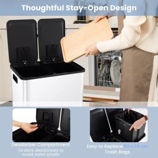 Διπλός Κάδος Απορριμμάτων με 2 Διαμερίσματα Αποσμητικού & Καπάκια S... Διπλός Κάδος Απορριμμάτων με 2 Διαμερίσματα Αποσμητικού & Καπάκια S...