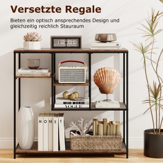 Costway Βιομηχανικό Τραπέζι Κονσόλα με Αποθηκευτικό Χώρο και Ράφια,...