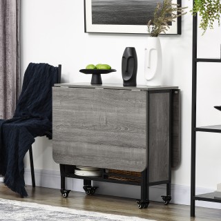 HOMCOM  Πτυσσόμενο Τραπέζι Φαγητού για 6 Άτομα με Ράφι, από Ξύλο κα...