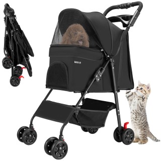 BAKAJI Πτυσσόμενο Καρότσι για Σκύλους και Γάτες Μαύρο 30Kg 02842633