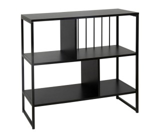 Ostaria Ραφιέρα ξύλινη Berlin μαύρη με μεταλλικά πόδια -36086