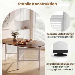 Costway Πτυσσόμενο Οβάλ Τραπέζι Φαγητού για 6-8 Άτομα σε Φυσικό Χρώ...