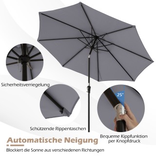 Costway Γκρι Τετράμετρος Τέντας Κήπου με Μηχανισμό και Κλίση 25° NP...