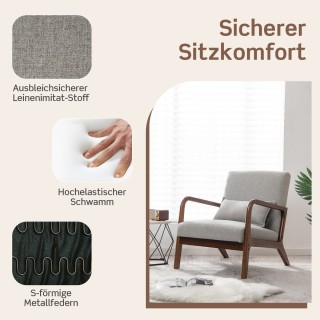 Costway Πολυθρόνα Σαλονιού Μοντέρνα με Ξύλινα Μπράτσα 65 x 79 x 77... Costway Πολυθρόνα Σαλονιού Μοντέρνα με Ξύλινα Μπράτσα 65 x 79 x 77...