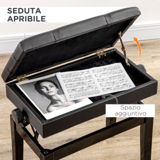 HOMCOM Σκαμπό για Πιάνο με Ρυθμιζόμενο Ύψος και Ξύλινο Αποθηκευτικό... HOMCOM Σκαμπό για Πιάνο με Ρυθμιζόμενο Ύψος και Ξύλινο Αποθηκευτικό...