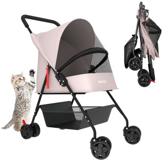 BAKAJI Πτυσσόμενο Καροτσάκι Κατοικίδιων για Σκύλους και Γάτες Ροζ 1...