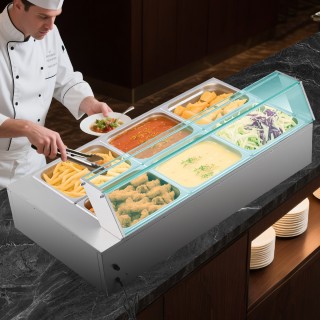 VEVOR Επαγγελματική Ηλεκτρική Θερμαινόμενη Βιτρίνα Τροφίμων 1500W, ...
