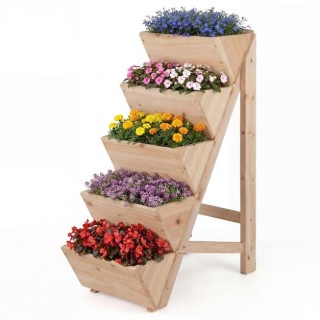 Costway Κάθετο υπερυψωμένο παρτέρι 5 επιπέδων από ξύλο ελάτης με ζα...